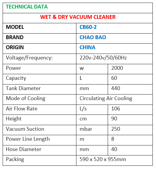 M 000153 Wet Dry Vacuum Cleaner Chao Bao CB60 2