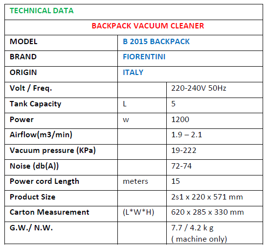 M 000183 Back pack Vacuume Cleaner B 2015