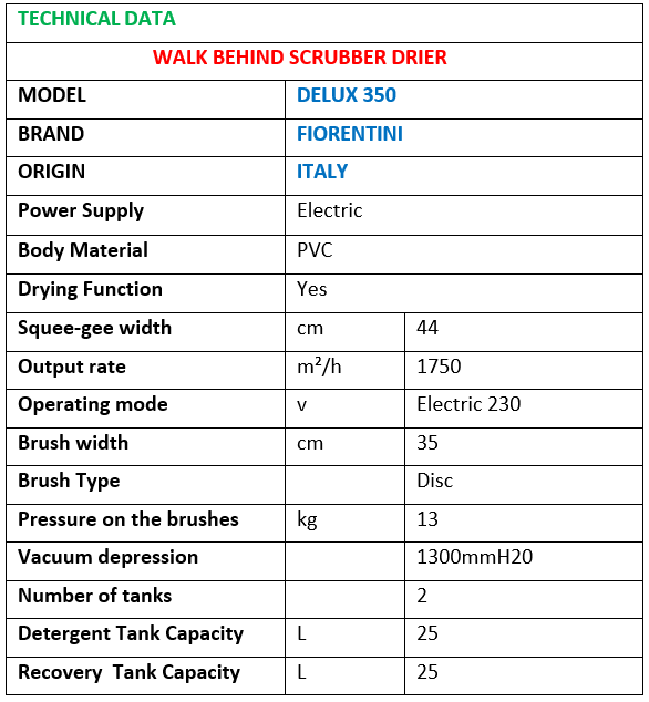 WALK BEHIND SCRUBBER DRIER Delux 650